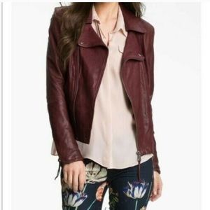 Burgundy Leather Biker Jacket